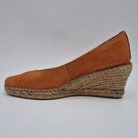 Fred de la Bretoniere espadrilles. Maat 40. Oranje/leer.