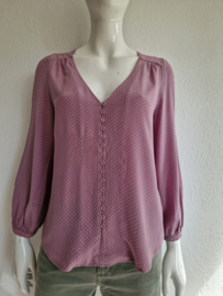 King Louie blouse met V-hals. Maat 38, Zachtroze.