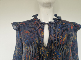 Maje Paris jurk | Maat 3 | Donkerblauw met paisleyprint |