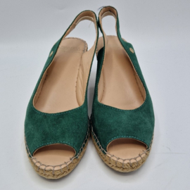 Fred de la Bretoniere peeptoes. Mt. 38. Groen/suede.