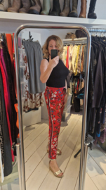Cambio cropped pantalon Kimmy. Maat 40/42, Rood/bloemenprint.