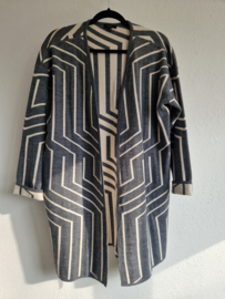 Claudia Sträter vest. Maat 38, Grijs/off white.