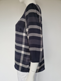 Monari top. Maat 40, Zwart/wit/ruitprint.