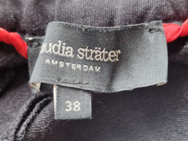 Claudia Sträter jogging pantalon. Maat 38, Zwart/rood.