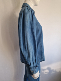 Scotch & Soda jeansblouse met pofmouwen. Maat S. Blauw.