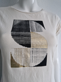 Summum shirt met print. Maat S. Crème/goud.