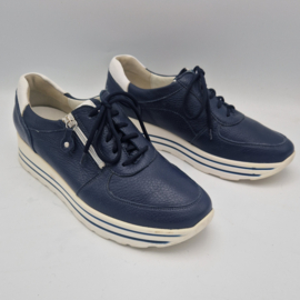 Waldläufer schoenen. Maat 7,5, Blauw/leer.