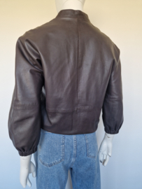 Dyanne leren jasje met driekwart mouwen. Maat 38, Bruin