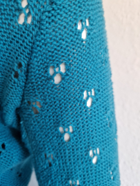 Princesse Nomade vest. Maat S. Turquoise/ ajourgebreid.