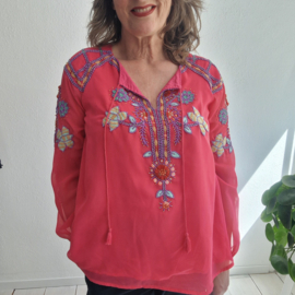 Antik Batik blouse. Maat 38, Koraalrood