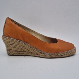 Fred de la Bretoniere espadrilles. Maat 40. Oranje/leer.