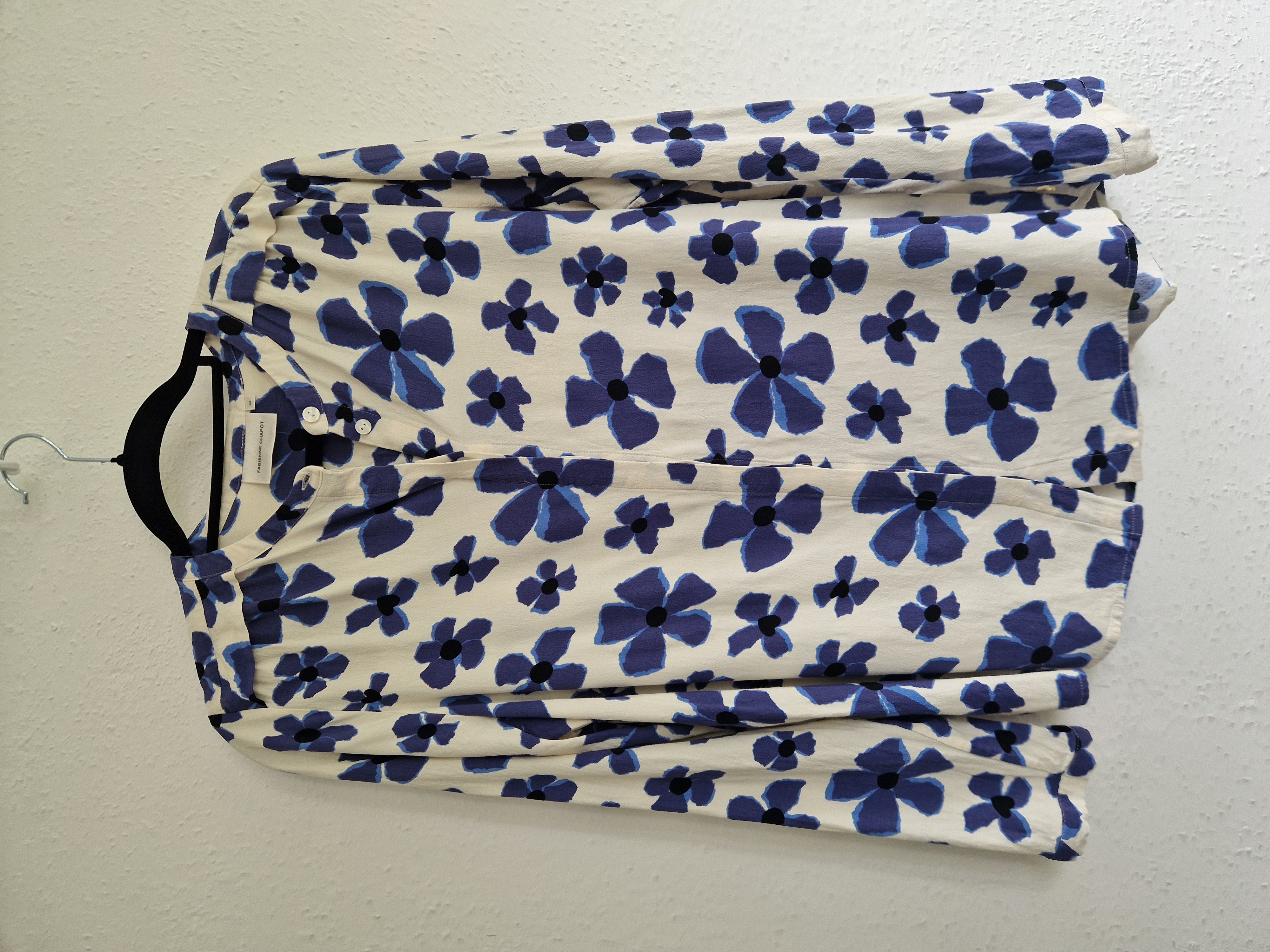 Fabienne Chapot Sunset blouse. Maat 42, Crème/blauw.