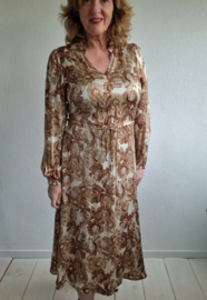 Mos Mosh Valley Poppy dress. Maat M. Crème/bruin.