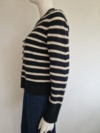 Cynthia Rowley trui. Maat L.Zwart/crème. Merino wol.