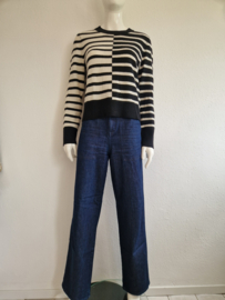 Cynthia Rowley trui. Maat L.Zwart/crème. Merino wol.