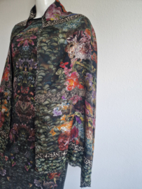 Marc Cain set (jurk met shawl). Maat 6, Bloemenprint/zuiver scheerwol