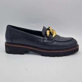 Gabor loafers. Maat 5. Zwart/goudkleurige schakels.