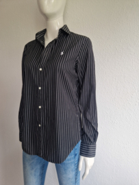 Ralph Lauren blouse classic fit. Maat 10, Zwart/streep
