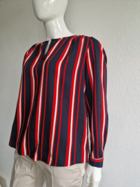 Heine blouse top. Maat 46. Rood, blauw, gestreept.