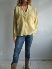 Falke vintage zijden blouse. Maat M. Zachtgeel.