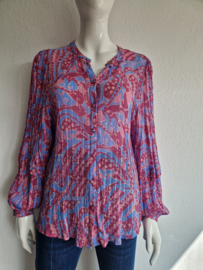Fabienne Chapot blouse Hollie. Maat 40, Blauw/roze/print.