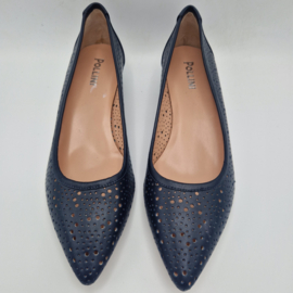 Pollini pumps. Maat 41, Donkerblauw/opengewerkt leer.