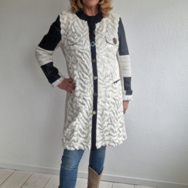 Elisa Cavaletti mantel. Maat XL. Creme/zwart