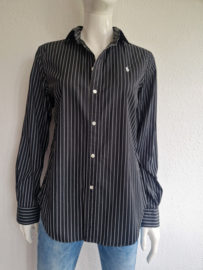 Ralph Lauren blouse classic fit. Maat 10, Zwart/streep