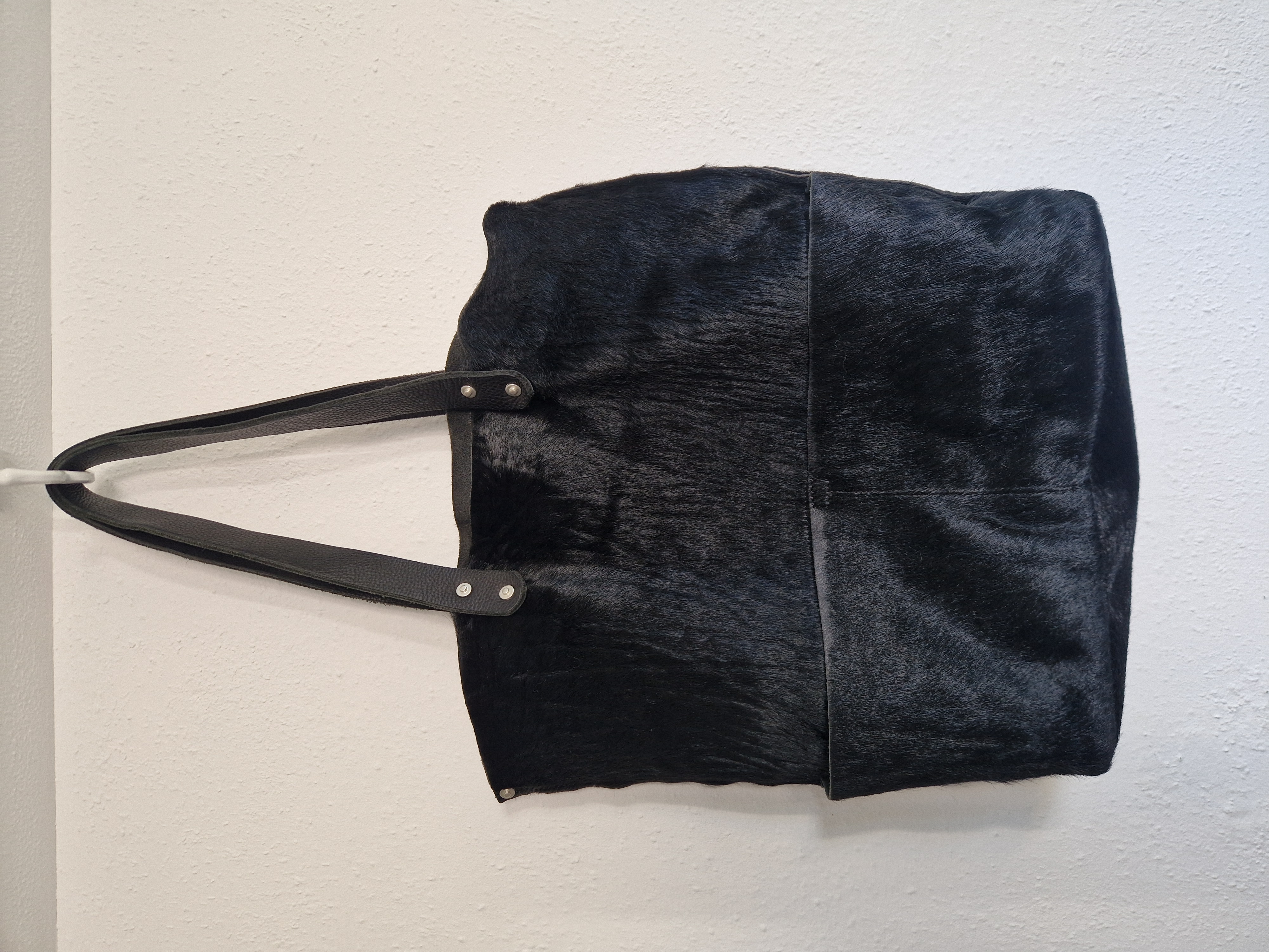 Shabbies shopper. Zwart/vachtleer.