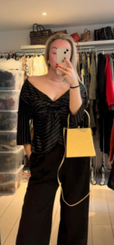 Emporio Armani top. Maat 10. Zwart/krijtstreep.