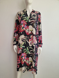 Pom jurk Kea Flower. Maat 40, Antracies/bloemenprint.