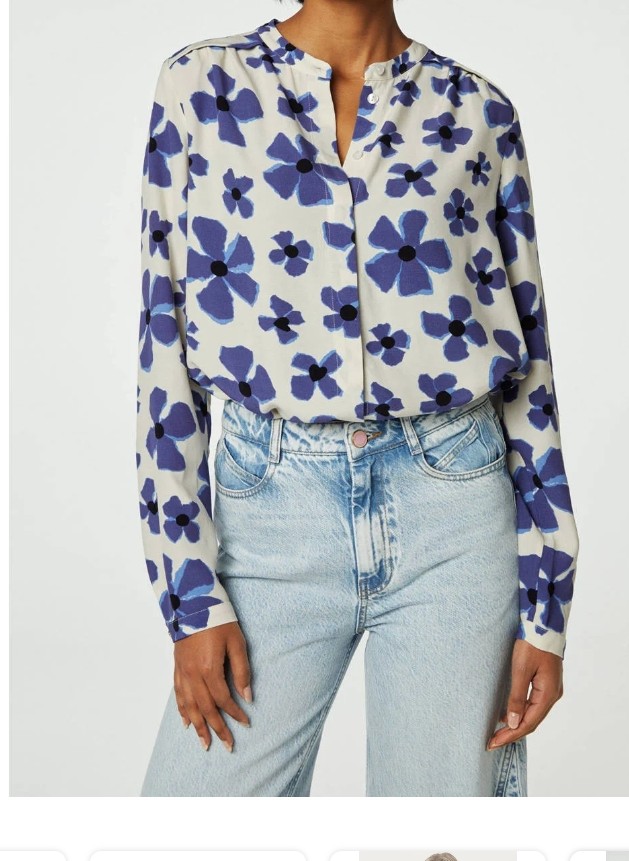 Fabienne Chapot Sunset blouse. Maat 42, Crème/blauw.