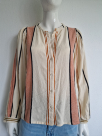 By-Bar Rikki Athia blouse. Maat M. Beige/gestreept.