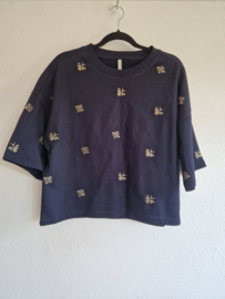 Summum Boxy sweat met pailletten | Maat M | Blauw |