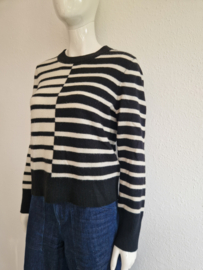 Cynthia Rowley trui. Maat L.Zwart/crème. Merino wol.