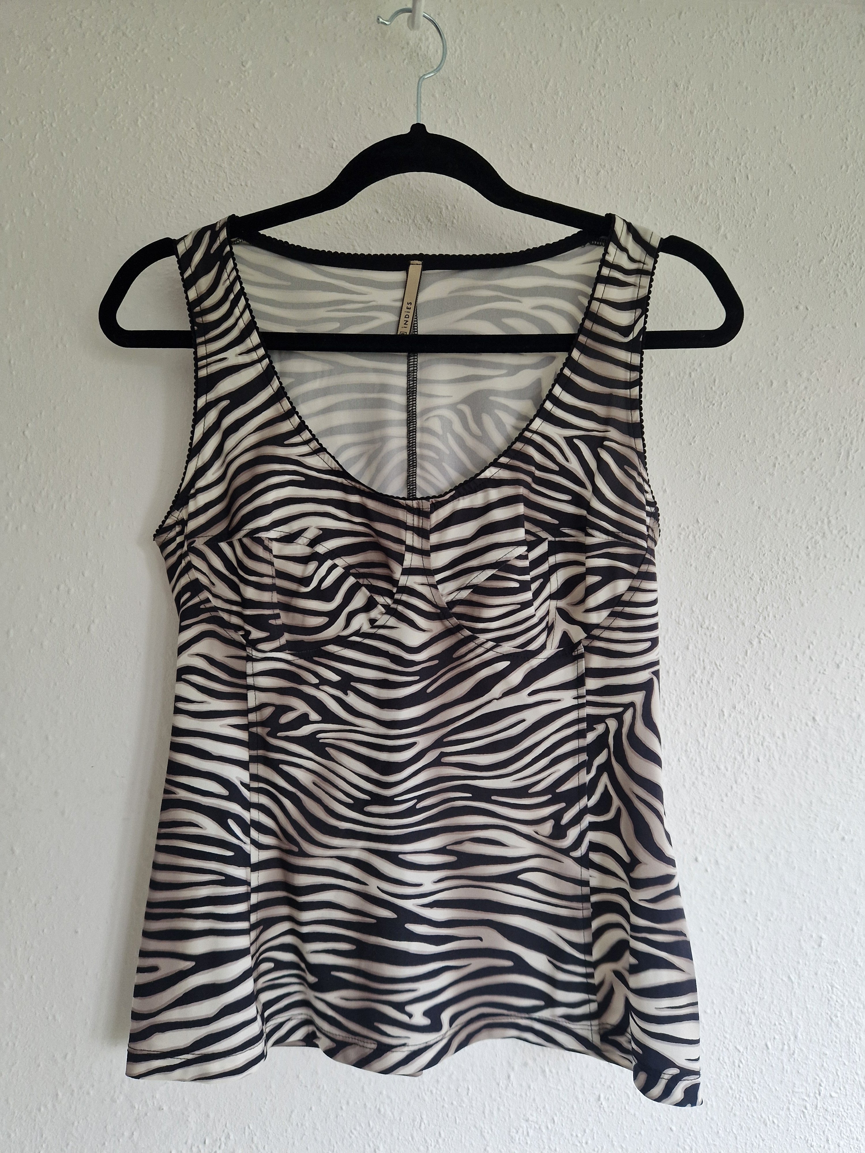 Indies top. Maat 3, Zebraprint/travelstof.