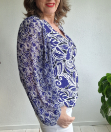 Studio Anneloes blouse. Maat M. Blauw/witte print.