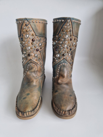 Karma of Charme leren laarzen | Maat 38 | Groen/studs |