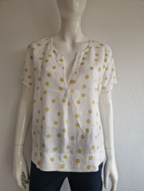 Sylver top. Maat 38, Crème/polkadots.