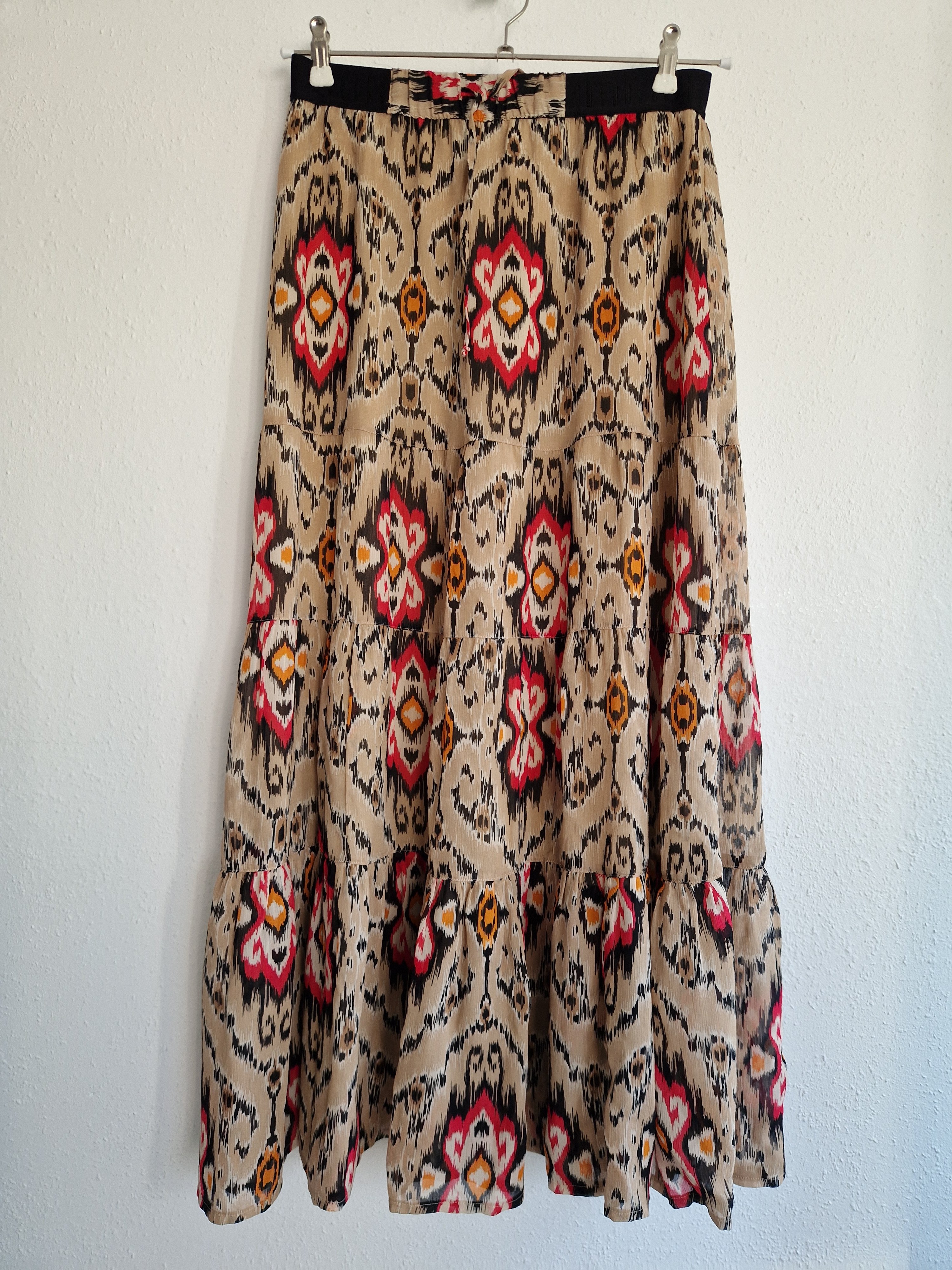 Summum maxi strokenrok. Maat 36, Roze/beige.