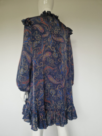 Maje Paris jurk | Maat 3 | Donkerblauw met paisleyprint |