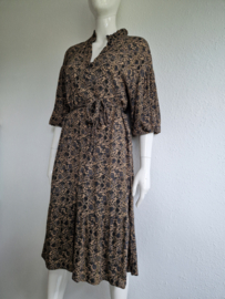 Moscow midi jurk. Maat M. Camel/blauw.