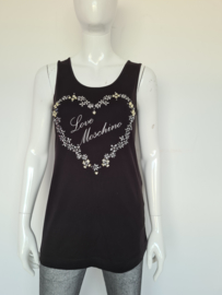 Love Moschino top. Mt. 38. Zwart/print.