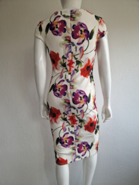 Vintage chic jurk. Maat 16, Crème/bloemenprint.