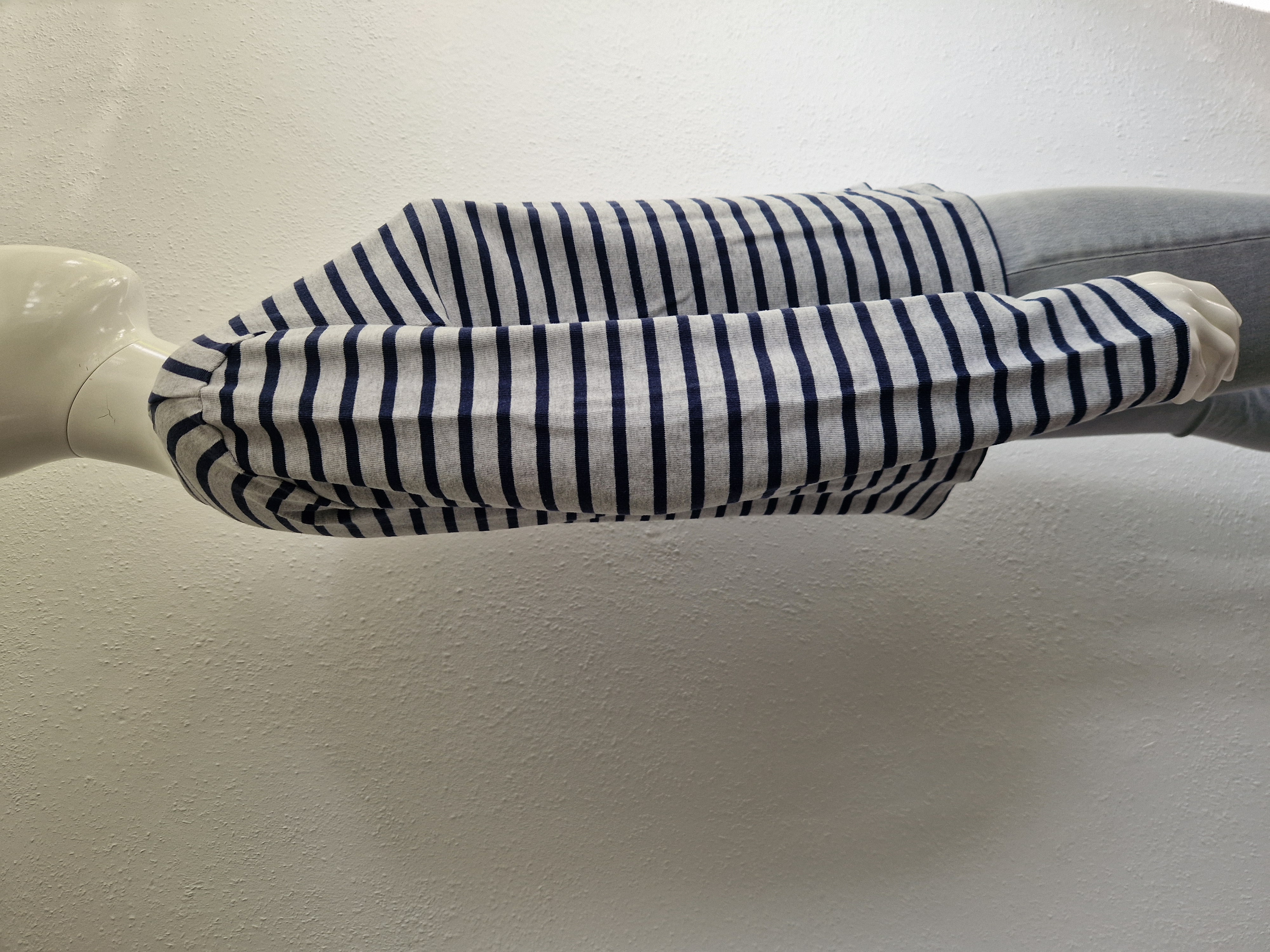 Saint James sweater. Maat M. Grijs/blauw gestreept.