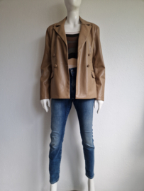 Via Fillungo double breasted blazer. Maat 42, Karamel/imitatieleer.