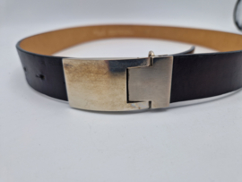 Angelo de Lombardi riem. 80 cm. Zwart/leer.