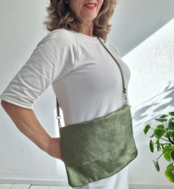 Italiaans leren schoudertas | Metallic groen |