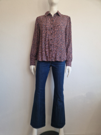 Studio Anneloes Lotte Leopard Bow blouse. Maat L. Lila/print.