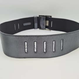 Sarah Pacini riem. 90 cm. Grijs/leer.